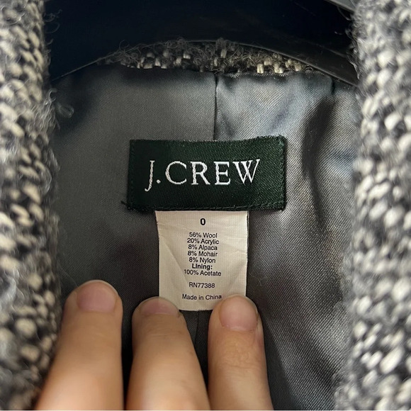 JCrew Tweed Town Double Breasted Peacoat Jacket Wool Blend - Grey - Size 0 - Picture 6 of 10